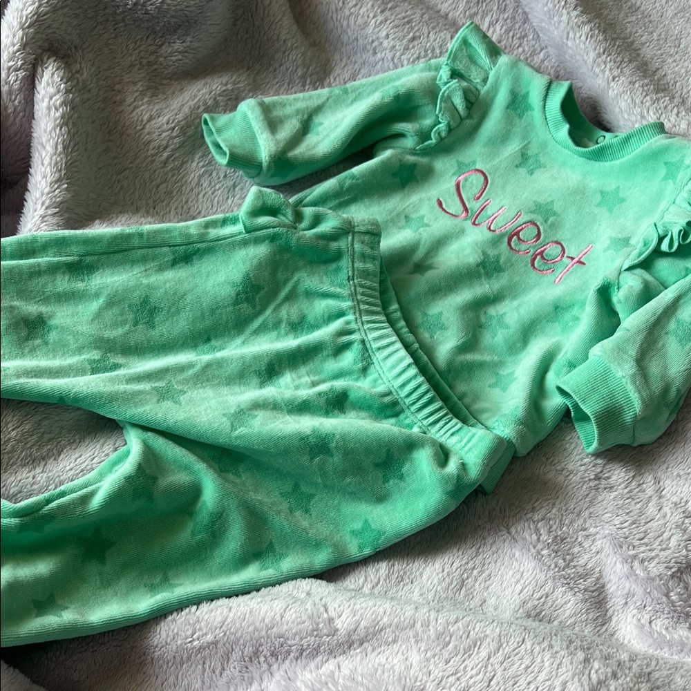 Green blue mint color Star Print Baby Outfit